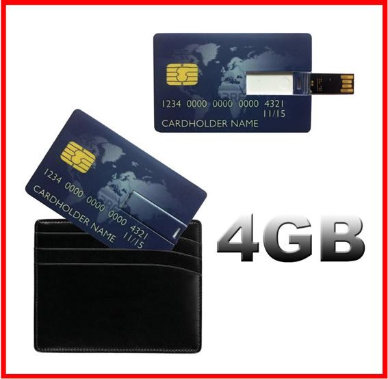 PENNA CHIAVETTA PEN DRIVE 4GB USB 2.0 MEMORY CARD CARTA DI CREDITO PC MEMORIA