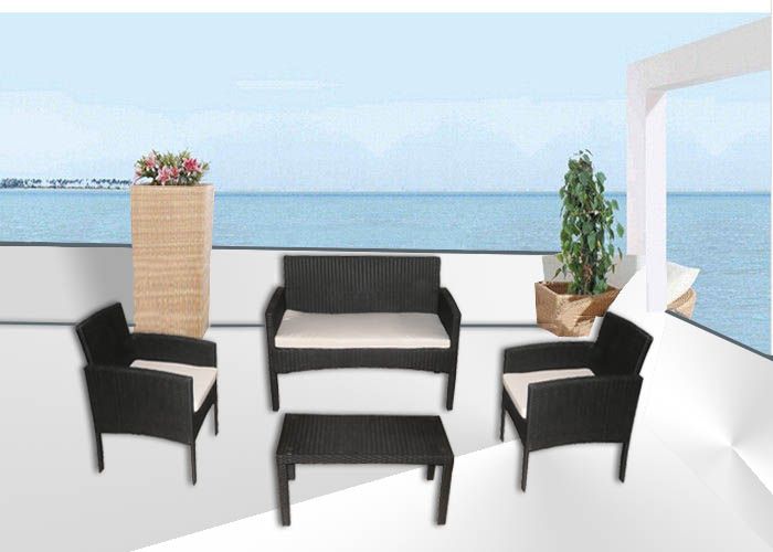 SET SALOTTO SOFA ECO POLY RATTAN GIARDINO DIVANO ARREDO CUSCINI OMAGGIO