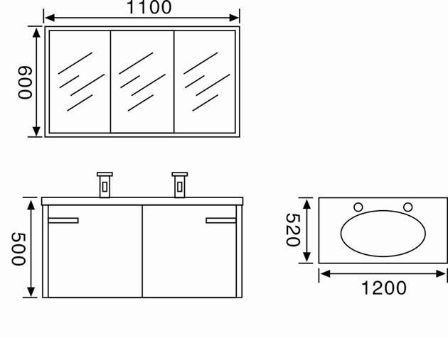 MOBILE BAGNO DOPPIO ARREDO BAGNO COMPLETO PENSILE 120CM