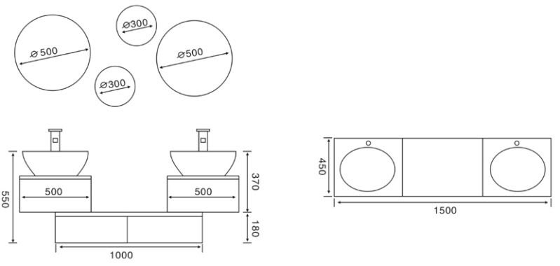 MOBILE BAGNO ARREDO BAGNO COMPLETO PENSILE BIANCO E NERO 150CM DOPPIO LAVABO ITA