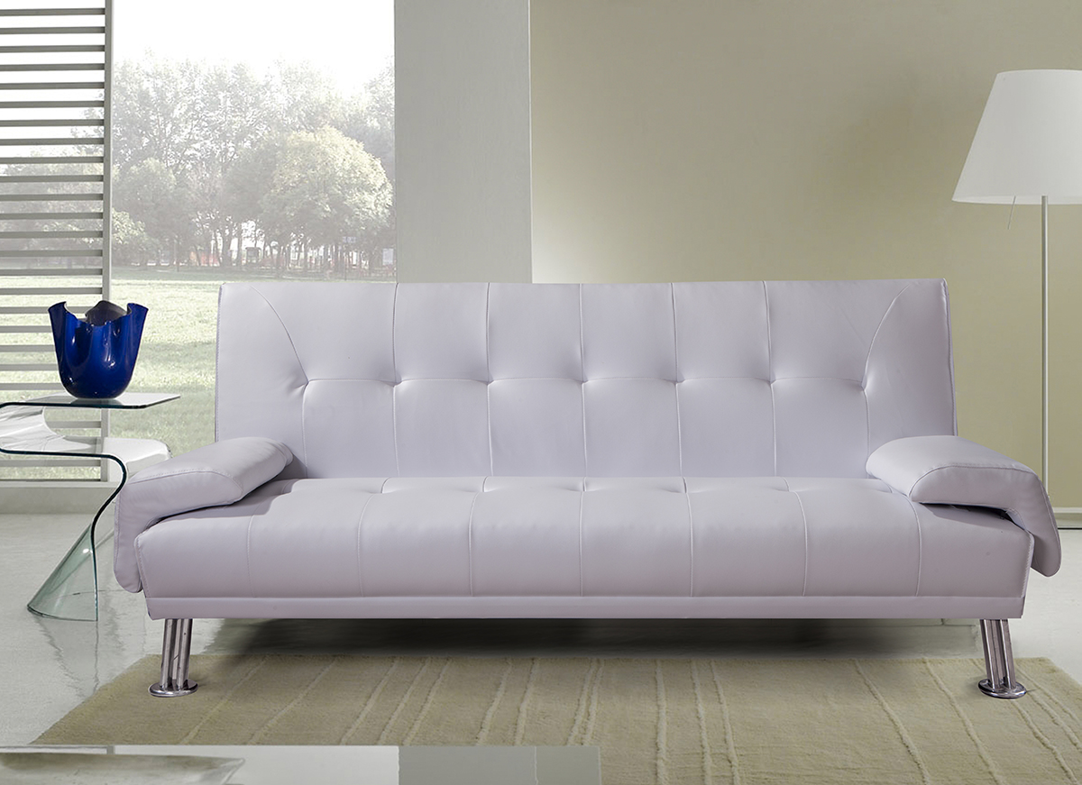 Gstore Divano Letto RECLINABILE Ecopelle F209 Bianco Eco