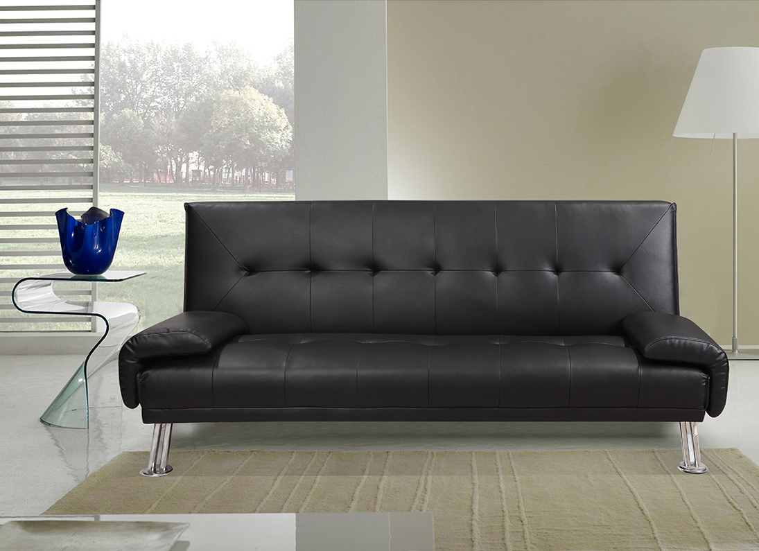 Divani Letto Divani Ecopelle Divano Letto Ecopelle Nero Reclinabile Cuscini 3 Posti Doppio It C G Home Design