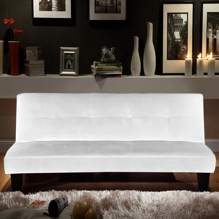 DIVANO LETTO POSTI RECLINABILE SALOTTO MICROFIBRA BIANCO SOFA