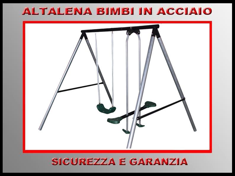 ALTALENA IN ACCIAIO 3 POSTI CON CAVALLUCCIO DONDOLO BIMBI GIOCO - GIARDINO ITALIA