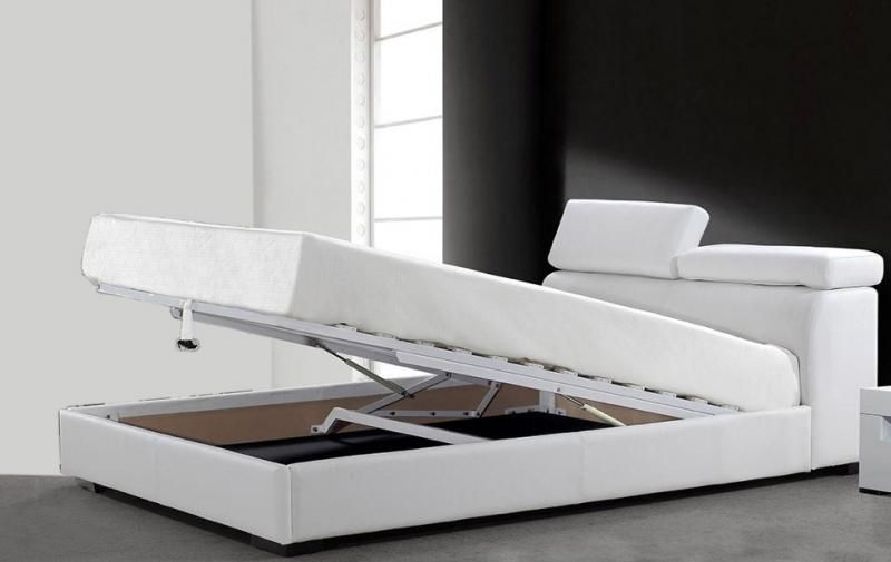 Letto Contenitore Matrimoniale Con Doghe Letti Design Moderno Ecopelle Bianco It Ebay