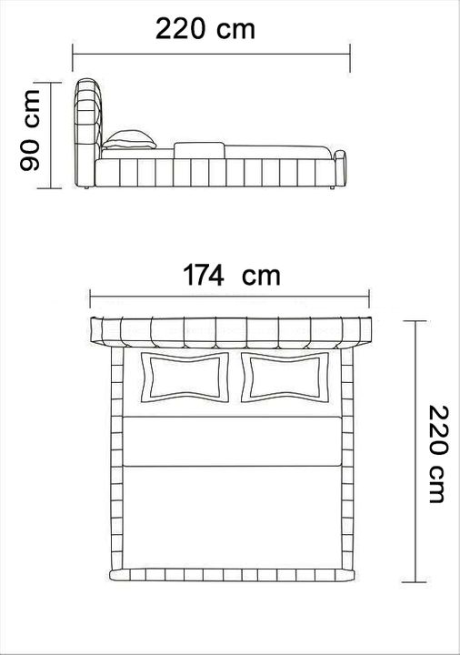 LETTO MATRIMONIALE ECOPELLE CON RETE DOGHE - DESIGN MODERNO PELLE ECO BIANCO ITA